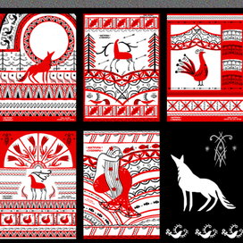 Открытки в стиле мезенской росписи