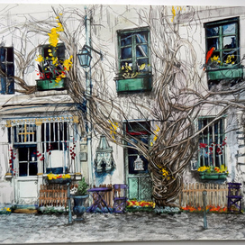 Европейская улочка. Дерево.