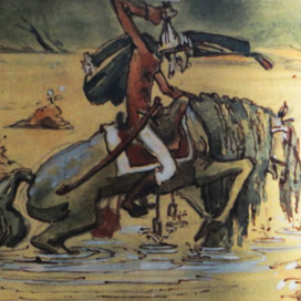 Иллюстрация к произведению Рудольфа Эриха Распэ "Приключения Барона Мюнхгаузена"