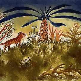 Прогулка одинокого тигра на закате / Сказки про зверей/