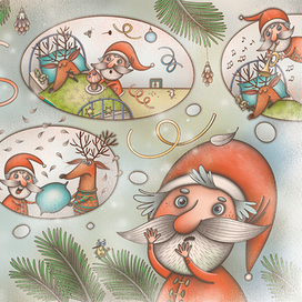 Для книжки "Санта и ленивый олень"