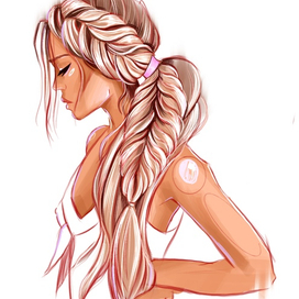 Скетч девушка с косой