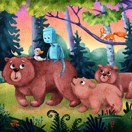 Иллюстрация к замечательной книге Питера Брауна «Дикий Робот»