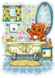 Купание рыжего кота :)