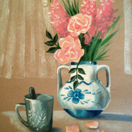 Деревенский букет с розами