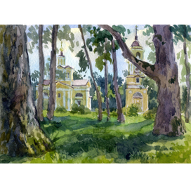 Этюд. Храм в Николо-Прозорово.