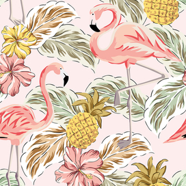 Фламинго и ананасы