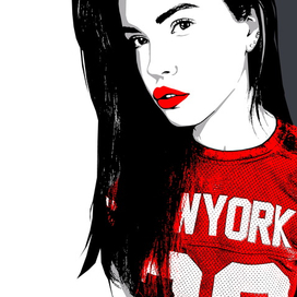 поп-арт потрет. red lips