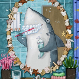 Акула чистит зубки