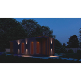 "УстиновСад" модульный дом, вид ночью