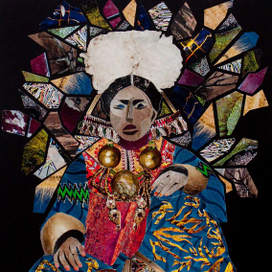 Бумажный коллаж "Бурятская женщина в  национальном костюме"