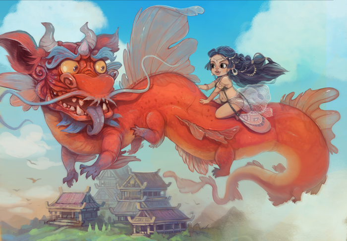 Dragon and girl
