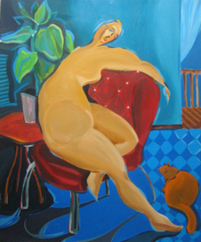 "девушка в красном кресле"