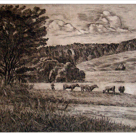 Пейзаж с коровами