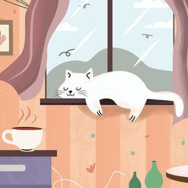 Серия иллюстраций для кофейни "Котейня"