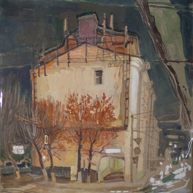 Дом.Москва.рисунок.вечер,осень