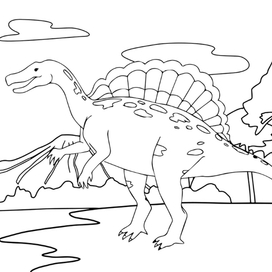 Раскраска с динозавром 