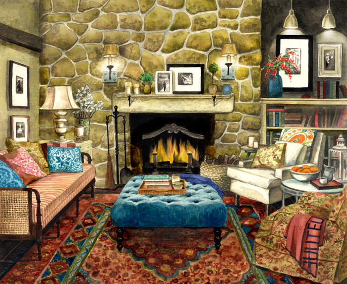 Гостиная с камином