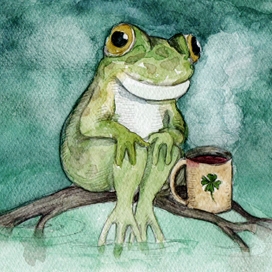 Лягушка с кружкой
