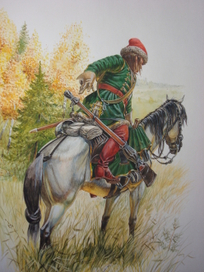 Драгун князя Меньшикова пока в венгерском платье. 1708 г.