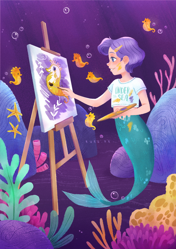 Русалочка художница