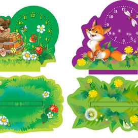 детские часы, печать на фанере, вырубка