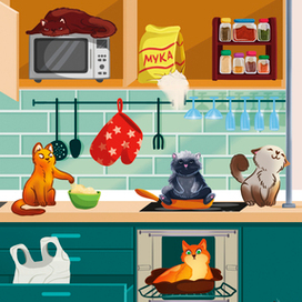 Кошки на кухне