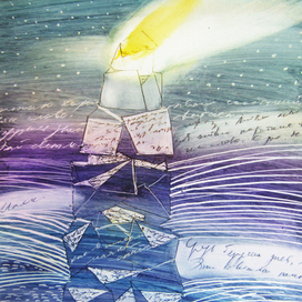 1. Иллюстрация к книге стихов Е. Леоновой Бессонница. 2016, масло, мел. картон 12,5х16