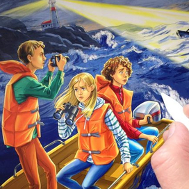 Йорн Лиер Хорст "Сесилия Гатэ и тайна саламандры", иллюстрация для книжной обложки детского детектива