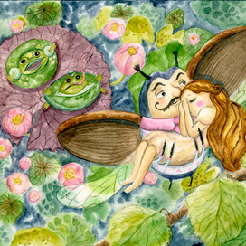 Жук спасает Дюймовочку