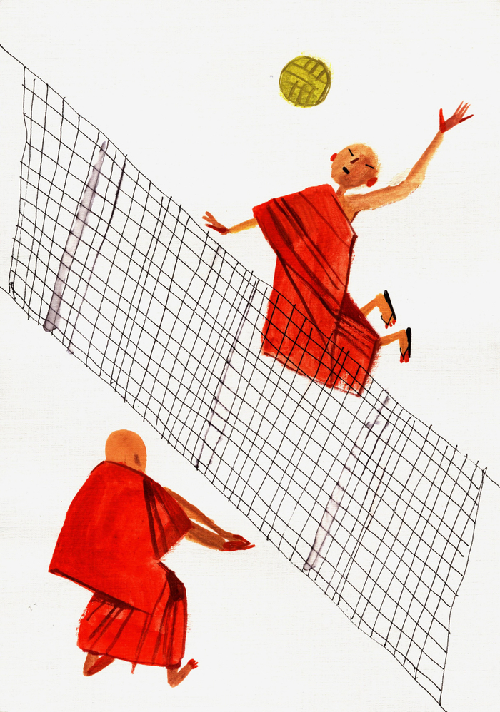 буддисты играют в волейбол