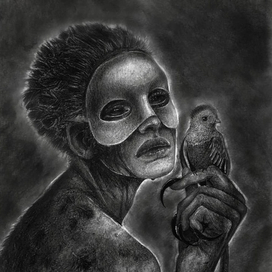 The girl with a bird