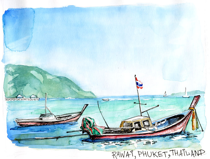 Равай. о. Пхукет. Пейзаж с рыбацкими лодками