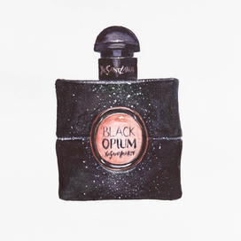Иллюстрация акварелью YSL Black Opium