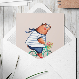 Серия открыток "Ехали медведи"