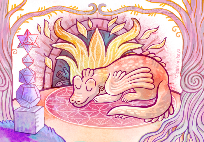 Дракон спит в домике волшебника