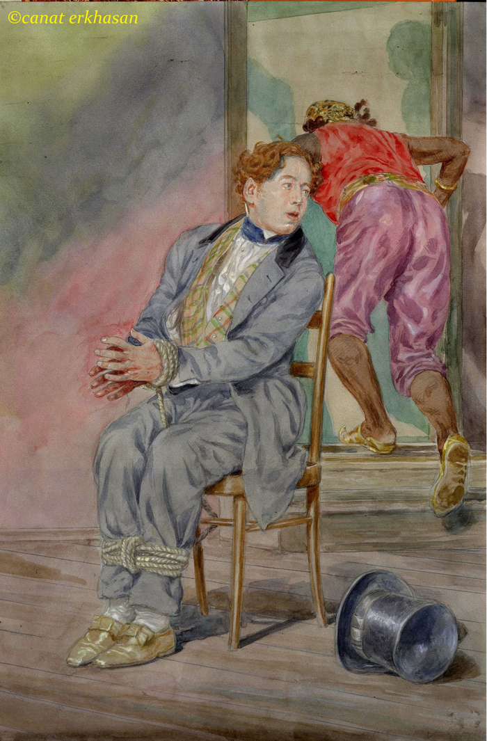 Иллюстрация к книге "Лунный камень" акварель. 28х38 см.  