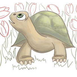 Черепашка в тюльпанах