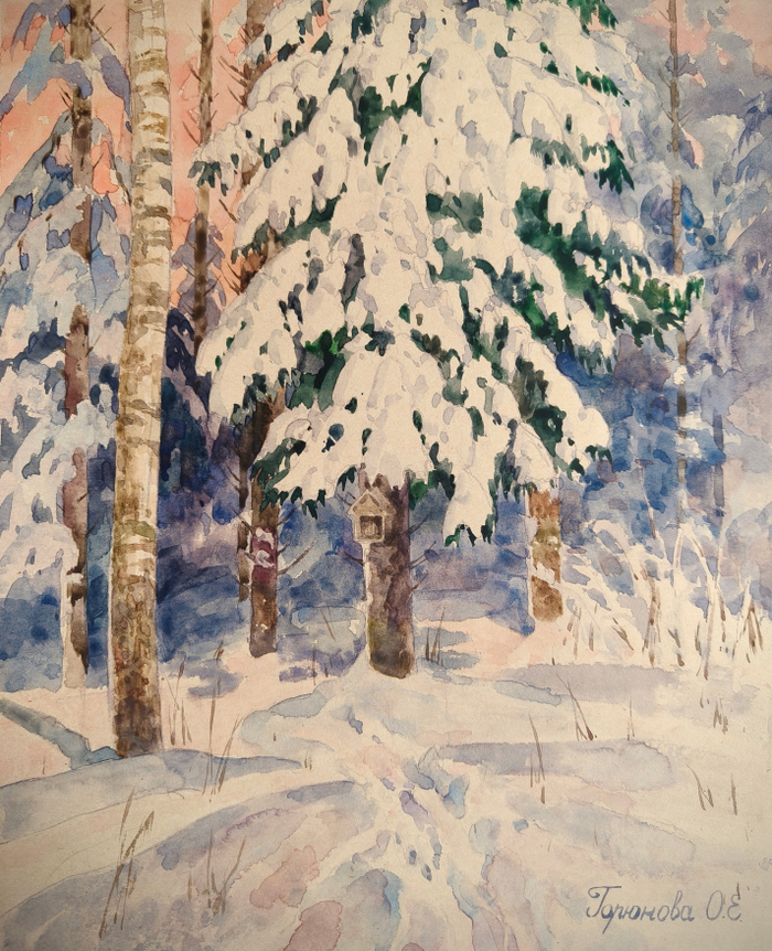 Закат в зимнем лесу