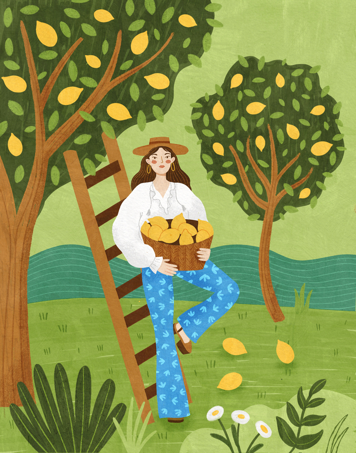 Эдиториал иллюстрация о лете на юге Италии