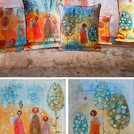 "Ангелята"  Диванные подушки с мотивами моих работ.