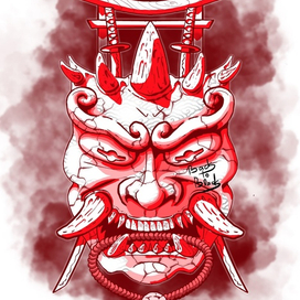 Маска Они Красная