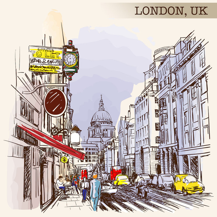 Флит Стрит, Лондон. Городская зарисовка