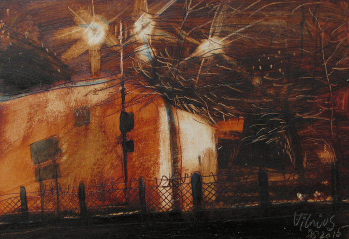 1 Из серии Маленький Вильнюс.11х15,5 масло, картон. 2014.