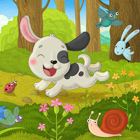 Щенок в лесу