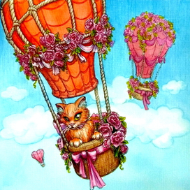 Котик на воздушном шаре