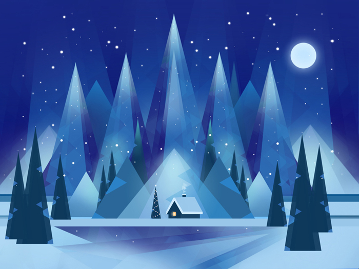 Новогодняя ночь. Иллюстрация. Цифровая живопись