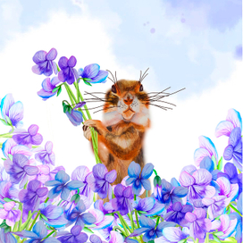 Сурок в фиалках