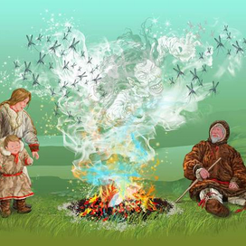 Иллюстрация к ненецкой сказке "Дикарка"