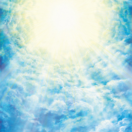 Окно из света в облаках. Иллюстрация на обложку.